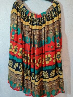 Shelly & Arnold Boho Floral Tropical Bird Full Skirt Hippie Festival Wear Sz 2X
